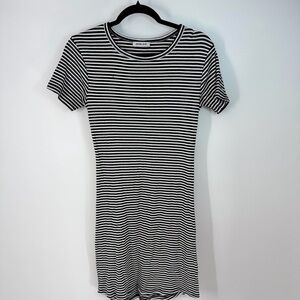 Stelen Short Sleeve Striped U Neck Midi Dress